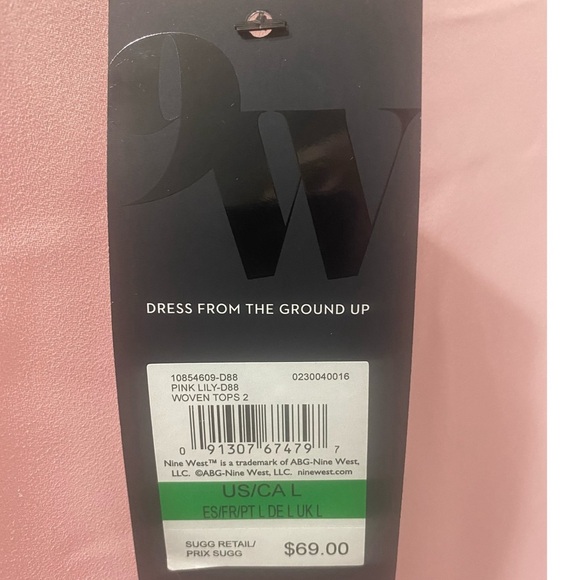 Nine West Flowy Ruffle Pink Lily blouse top - Large - Picture 4 of 4